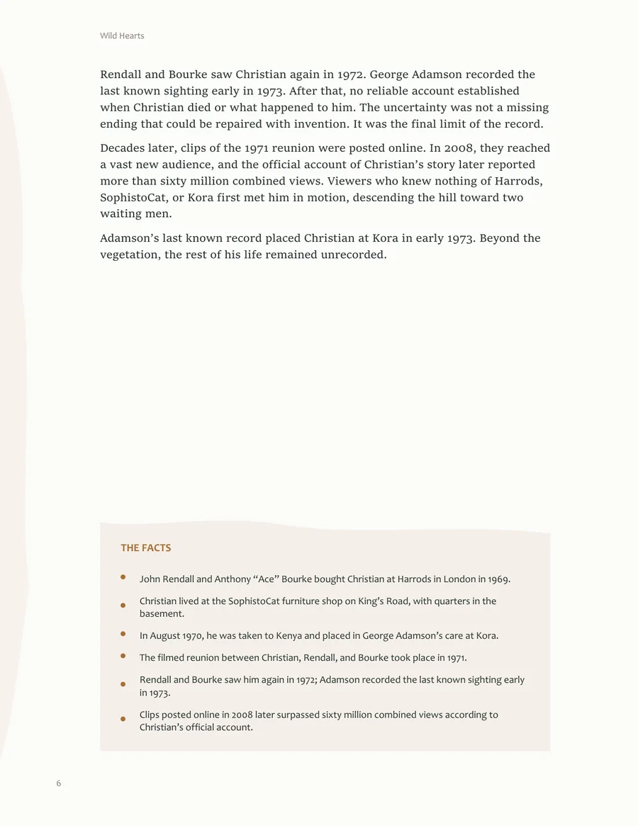 A finished reading page with The Facts panel