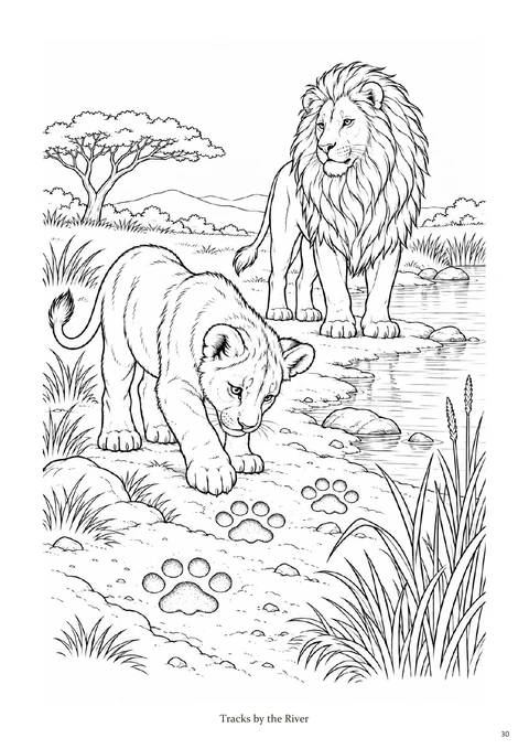 Tracks by the River, an included coloring page