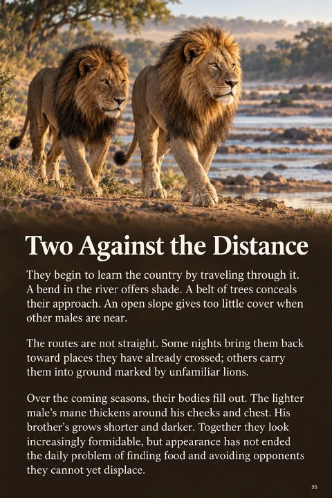 Two Against the Distance, a page about the lion and his brother